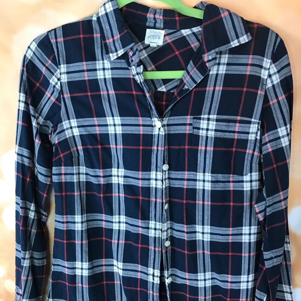 J crew plaid top XS